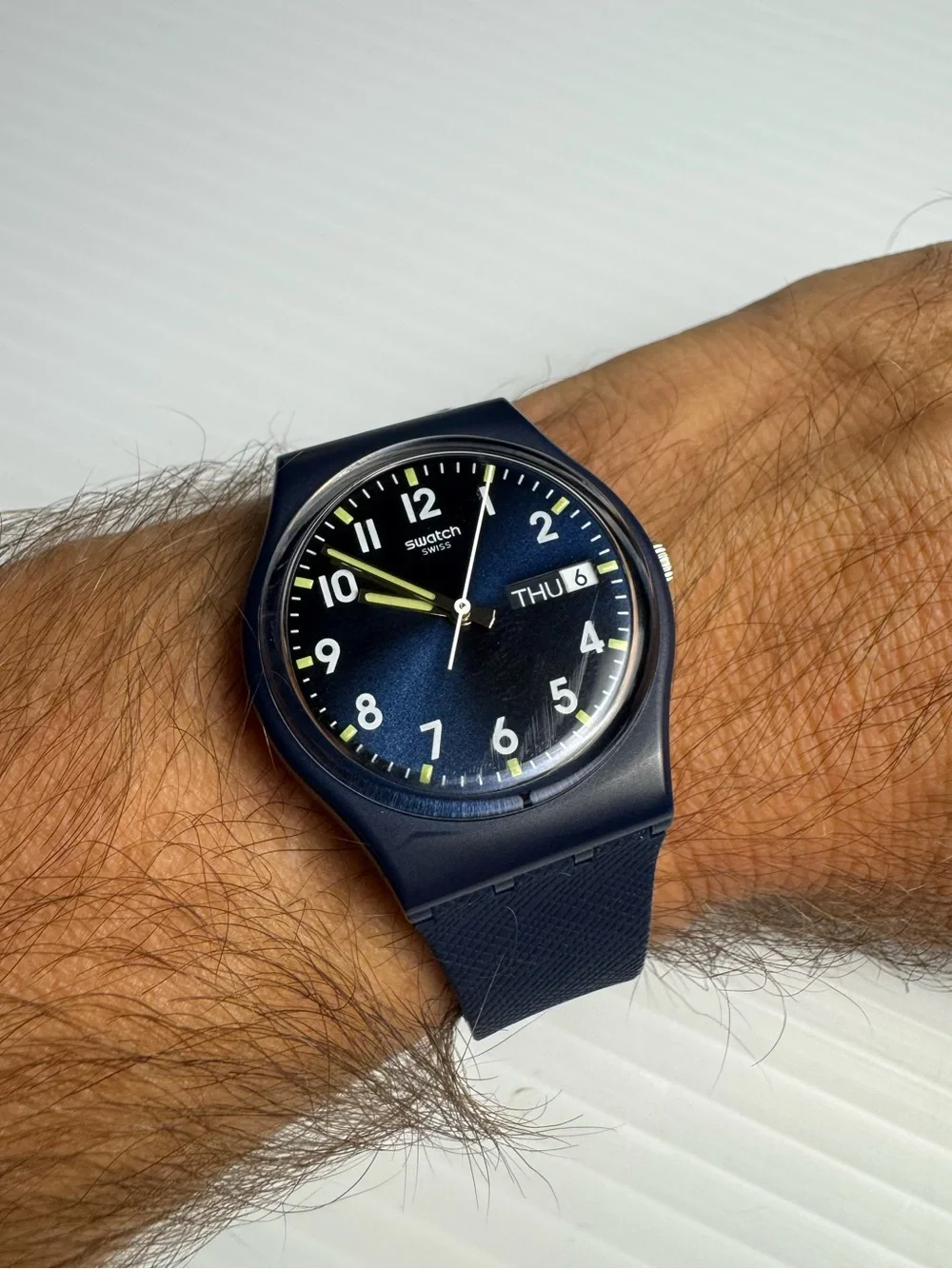 Swatch Sir Blue GN718 Analog Unisex Watch with Day-Date